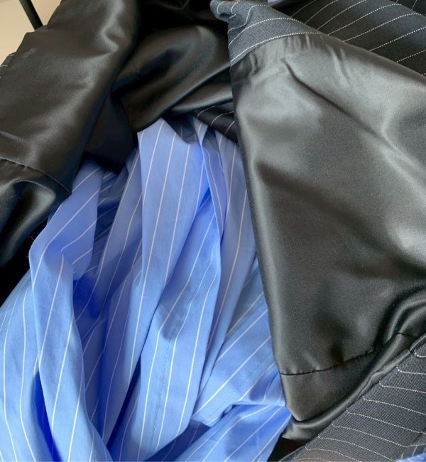 拼接直條襯衫西裝外套 