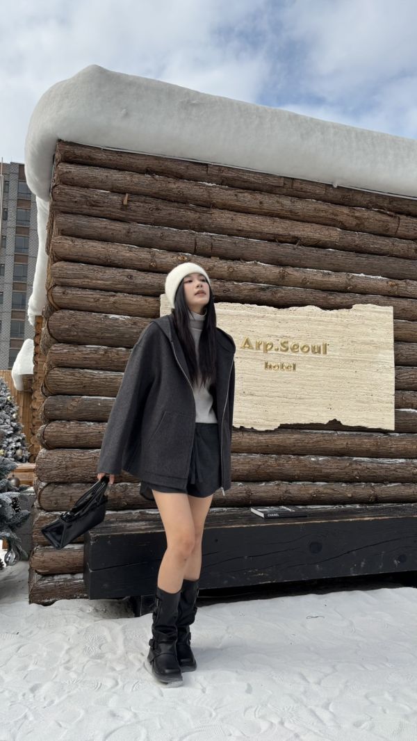 雙面羊絨100%連帽外 