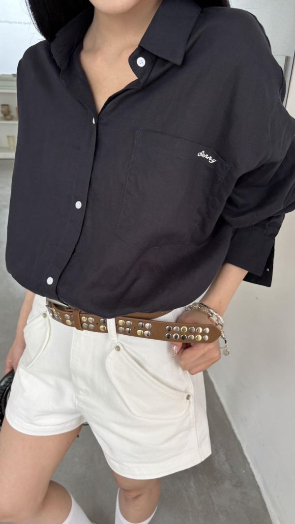 附卯釘皮帶短褲 