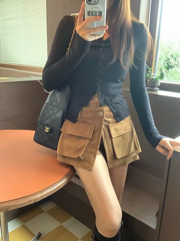 麂皮感口袋短褲 