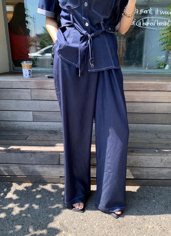 絲滑牛仔收腰套裝 