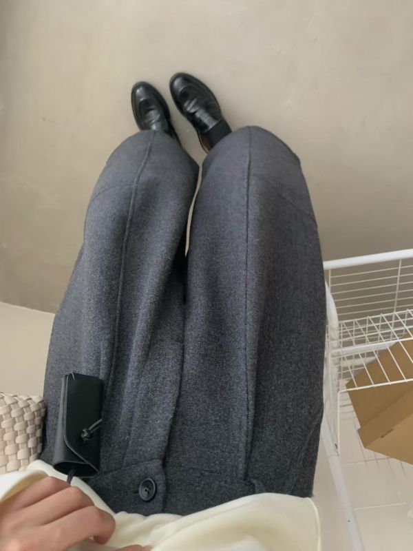 加絨加厚毛呢長褲 