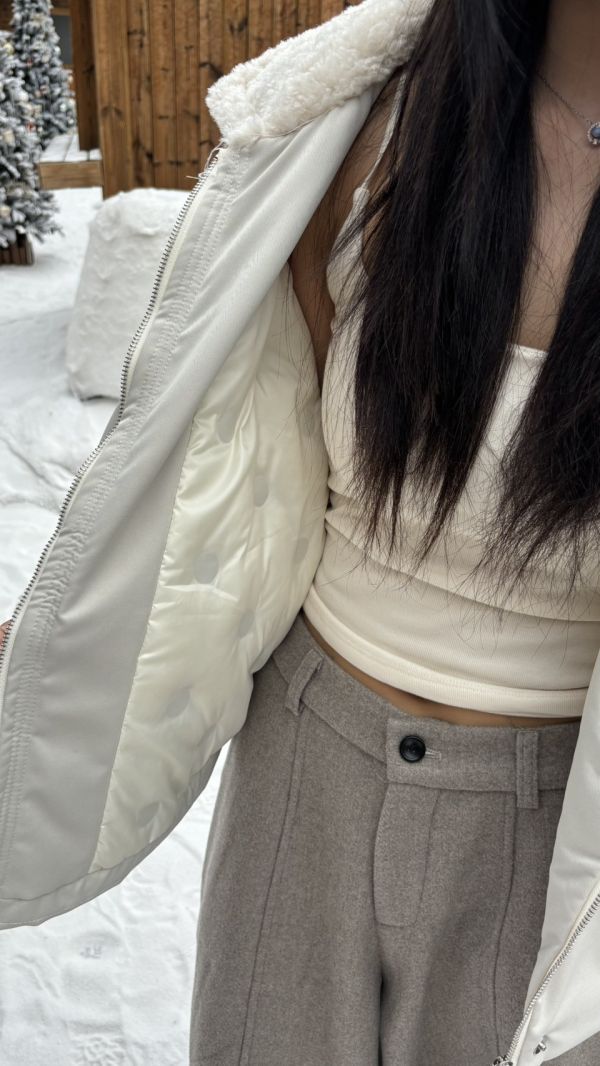 羊羔毛羽絨外套（杏色） 