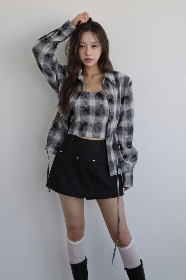 S012.水墨感襯衫背心 