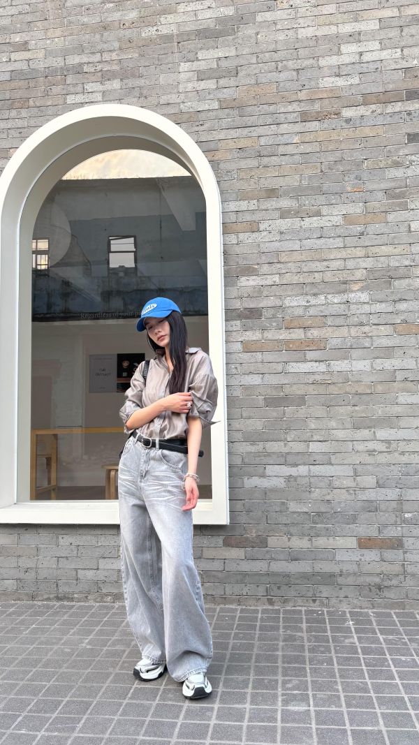 防曬光澤襯衫（灰色） 