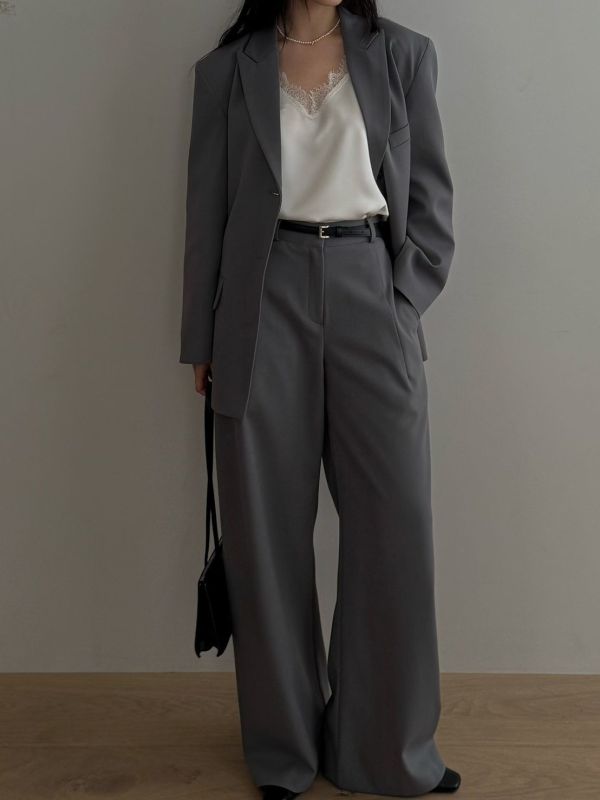 立體壓折西裝褲 