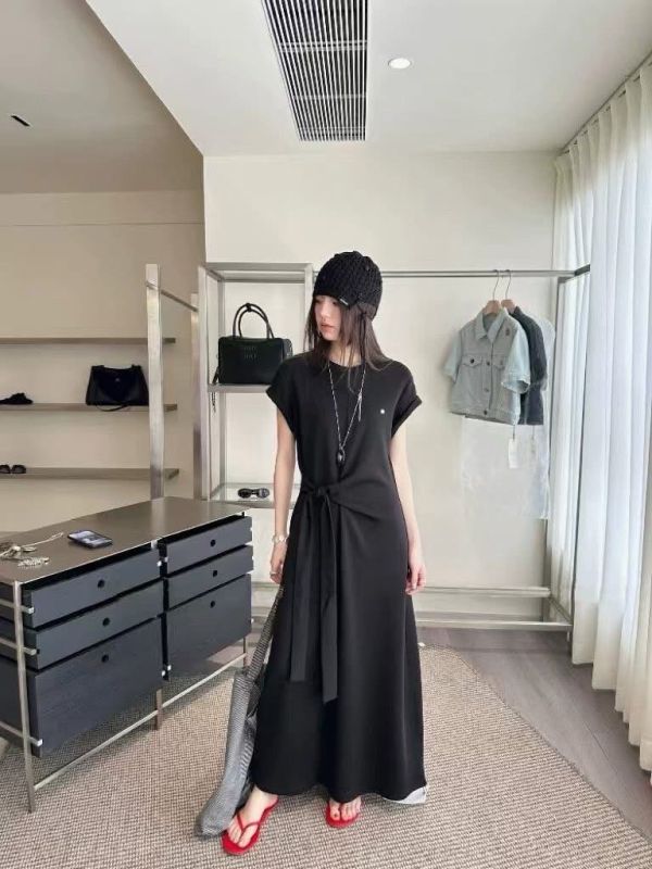 側綁棉質休閒長洋 