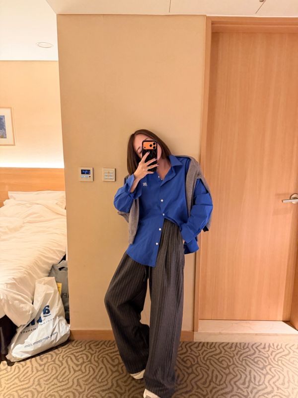 V03.毛呢線條長褲 