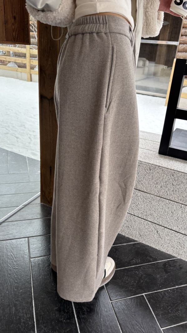 加絨加厚毛呢長褲 