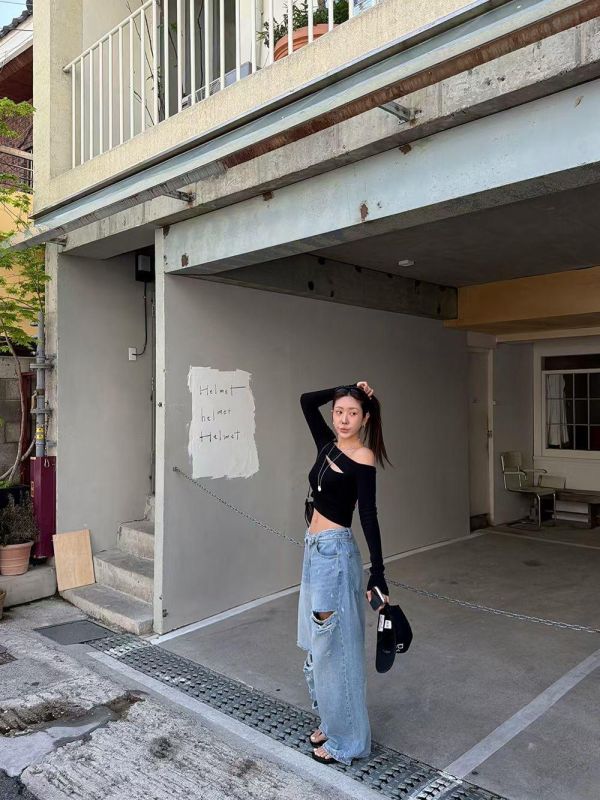 小個性翻折牛仔褲 