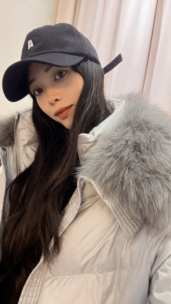 鴨絨90%狐狸毛綁帶外套 