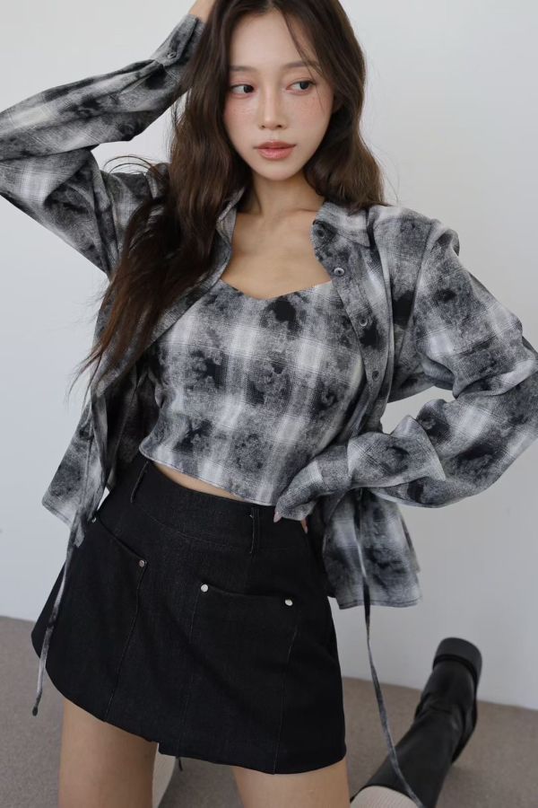 S012.水墨感襯衫背心 