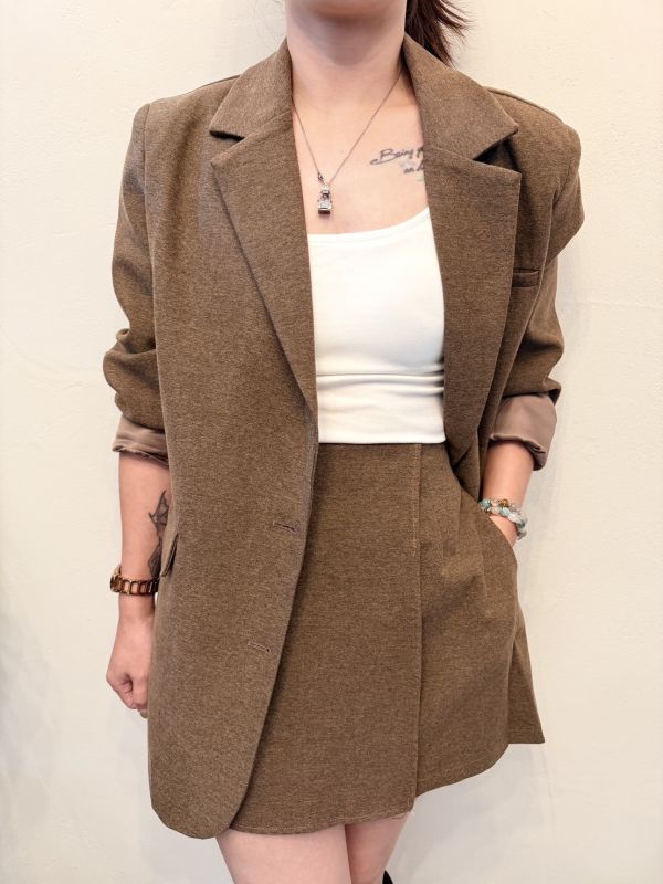 手工西裝短褲裙套裝 