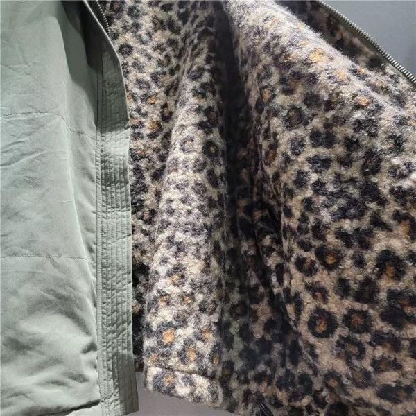 兩穿豹紋水洗軍外套 