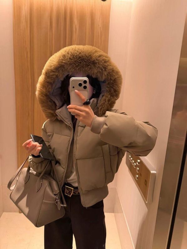 大毛領鋪棉外套 