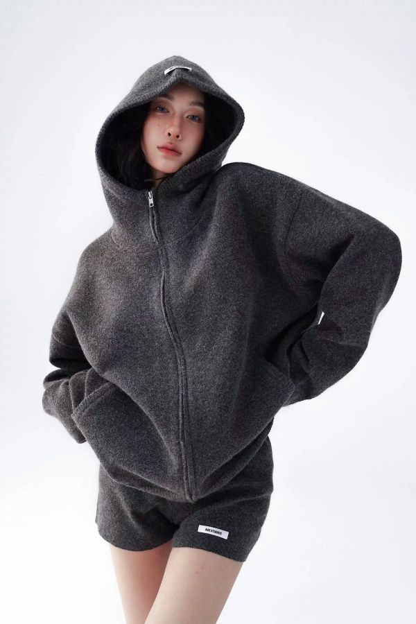 厚磅針織短褲套裝 