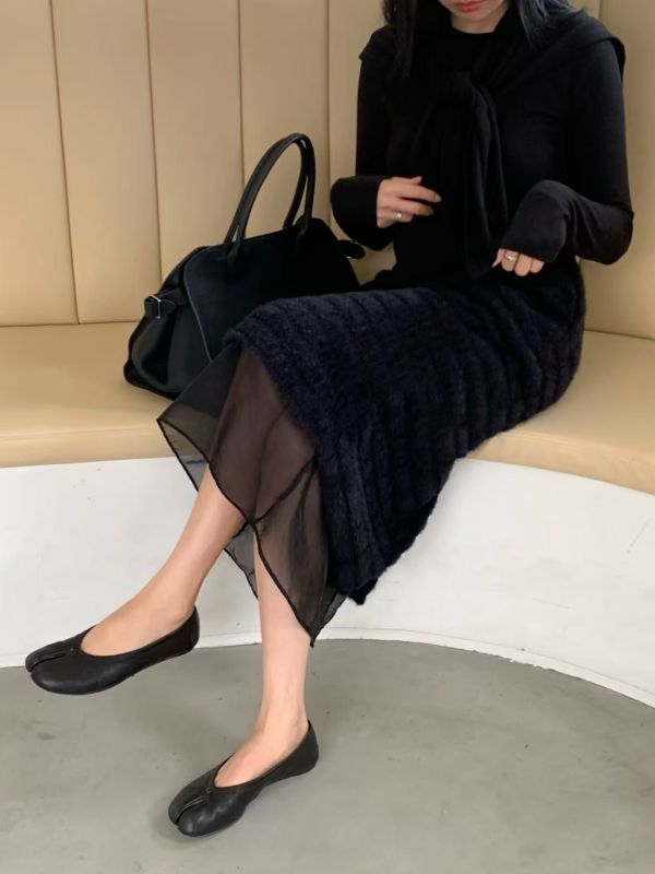 H010.拼接紗長裙 