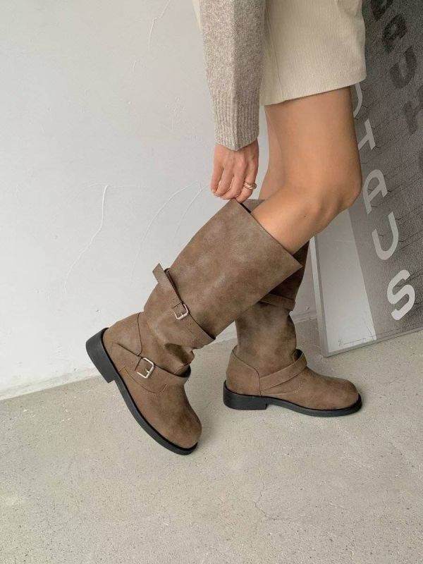 T015.皮革皮帶扣長靴 