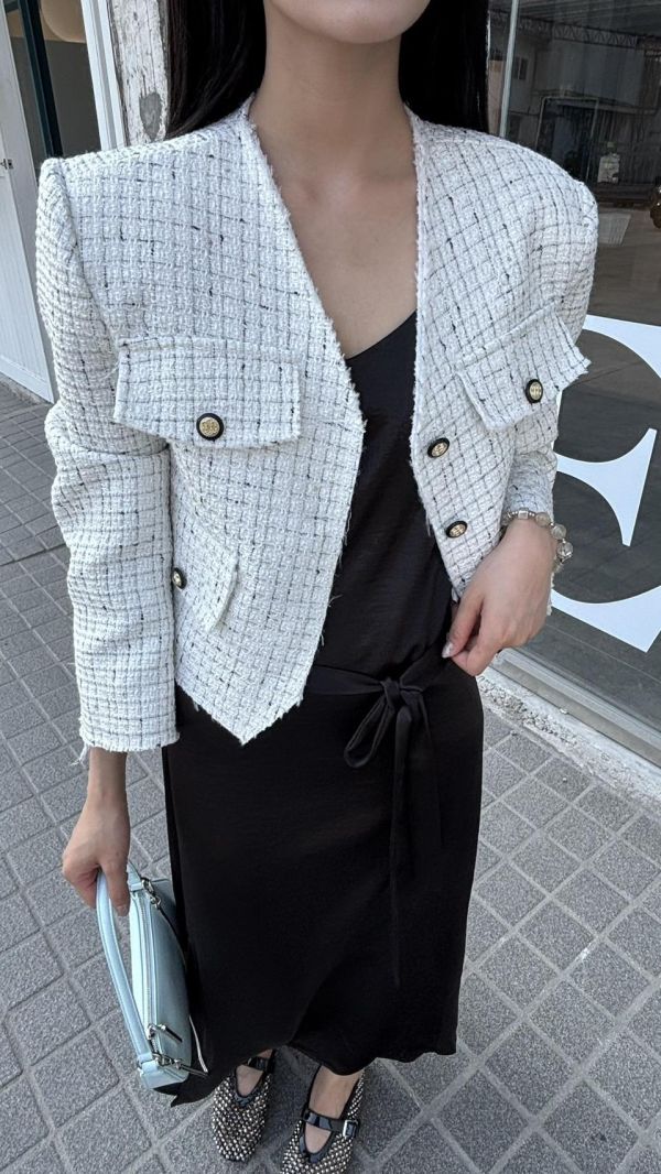 小香質感毛鬚外套（白色） 