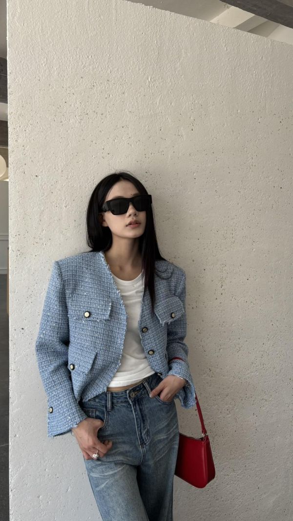 小香質感毛鬚外套（藍色） 