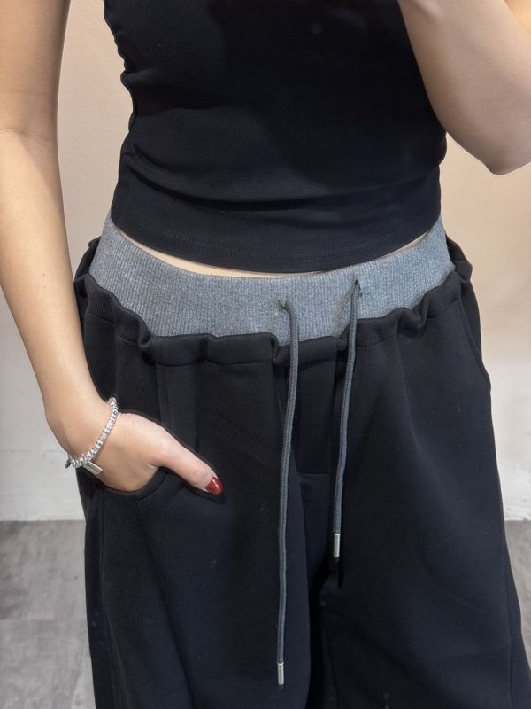 腰配色加絨衛褲 