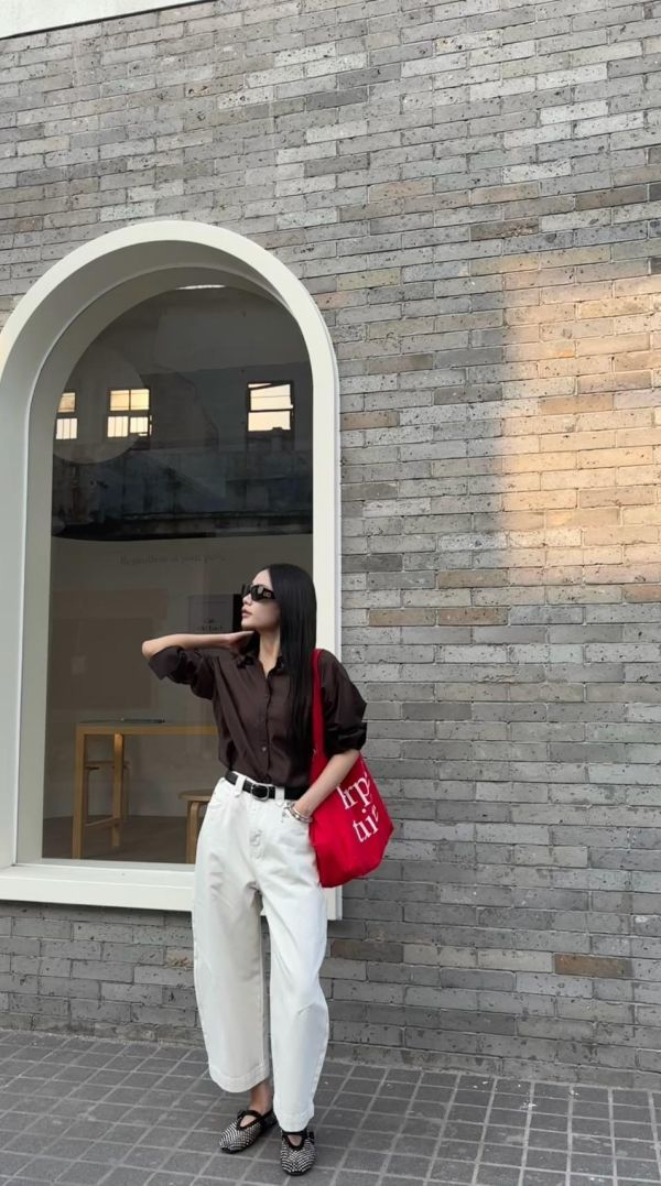 防曬光澤襯衫（棕色） 