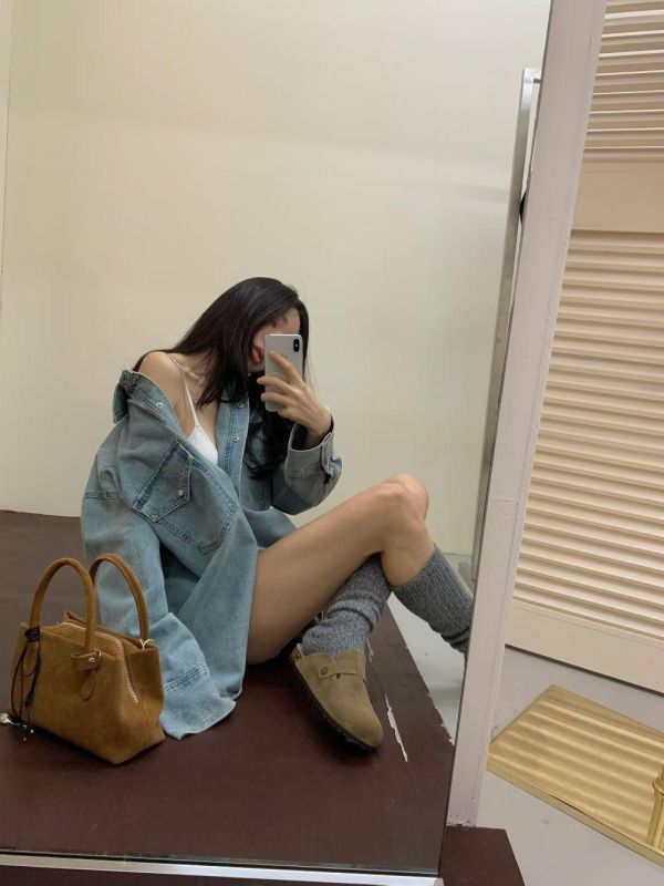 復古水洗牛仔襯衫 