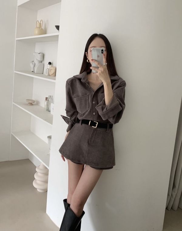 V019.燈芯絨襯＋短褲裙 