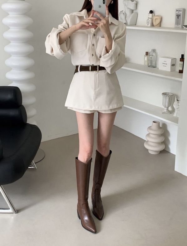 V019.燈芯絨襯＋短褲裙 