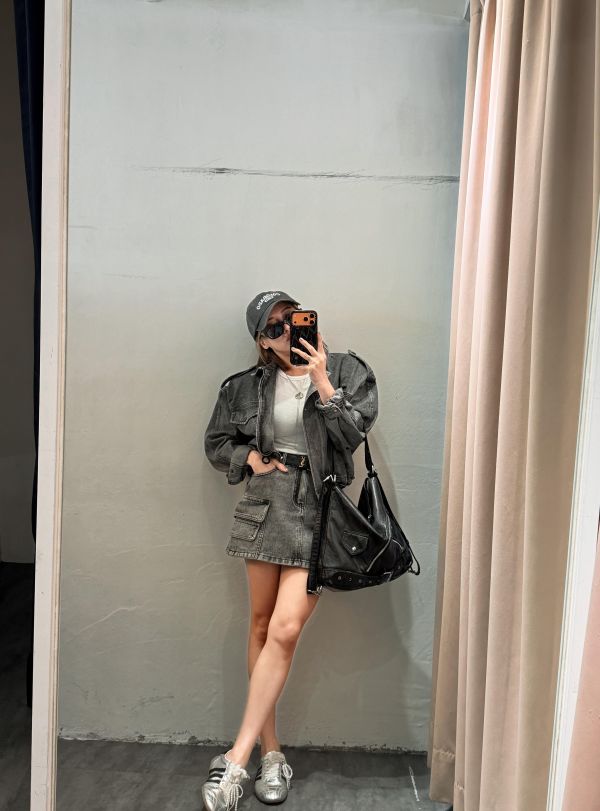 水洗工裝多口袋丹寧套裝 