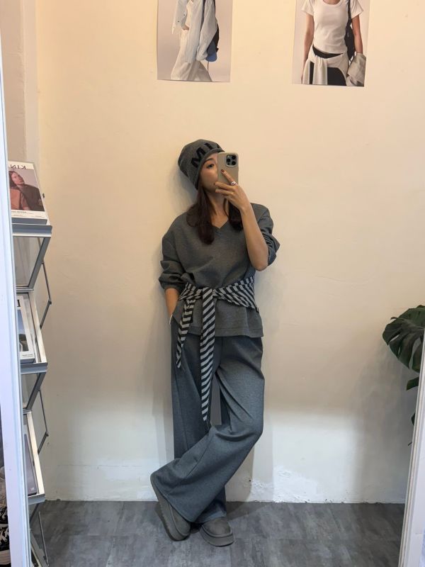 A025.休閒Ｖ領披肩SET 