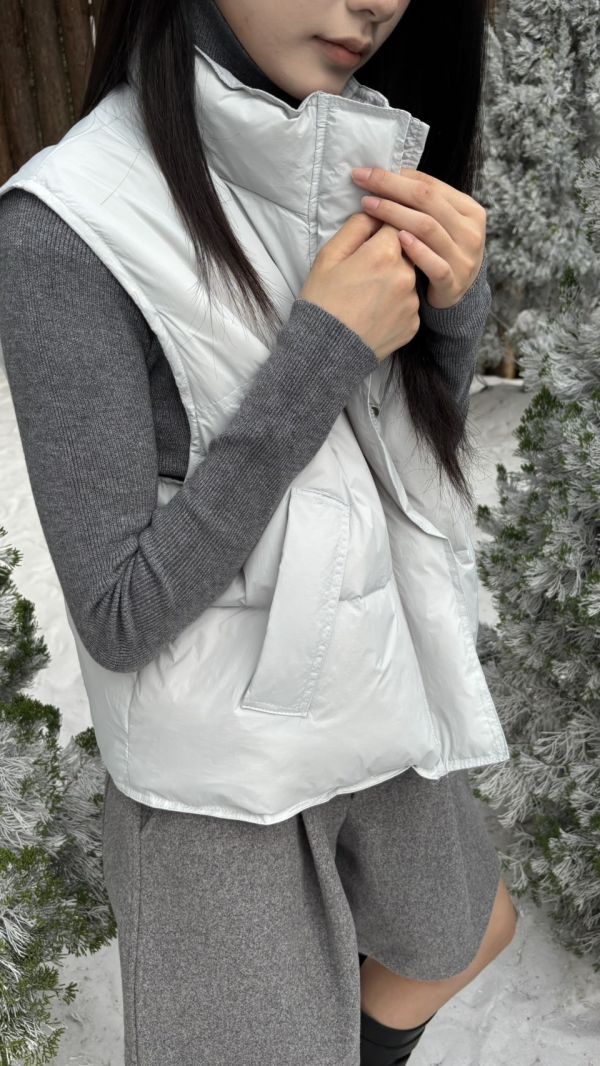 鴨絨背心＋高領打底上衣（藍） 