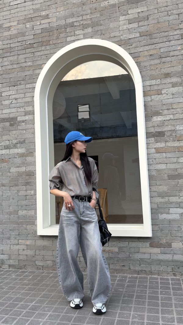 防曬光澤襯衫（灰色） 