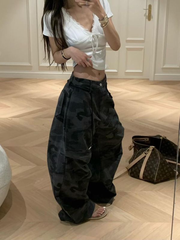 抽繩迷彩工裝褲 