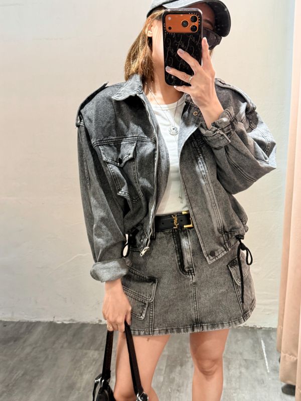 水洗工裝多口袋丹寧套裝 