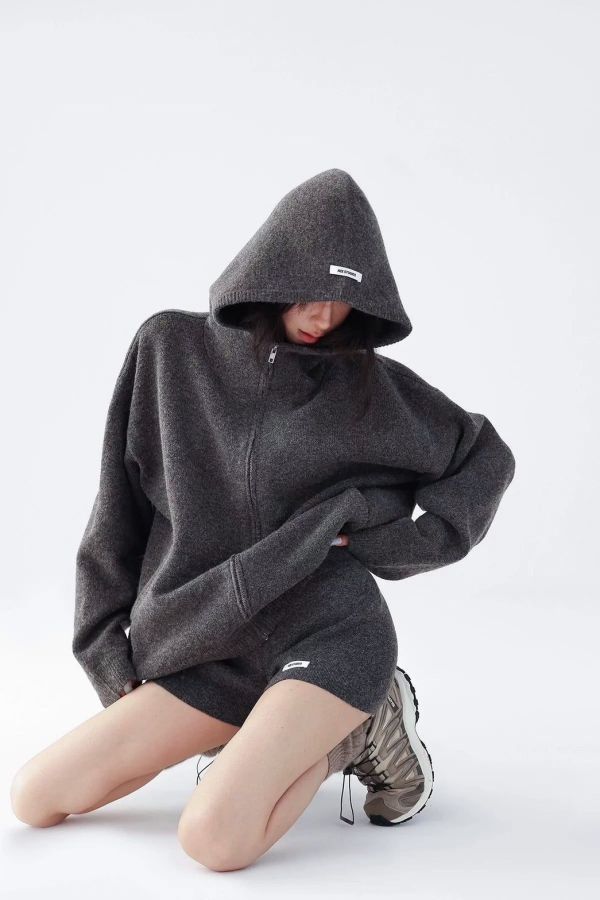 厚磅針織短褲套裝 