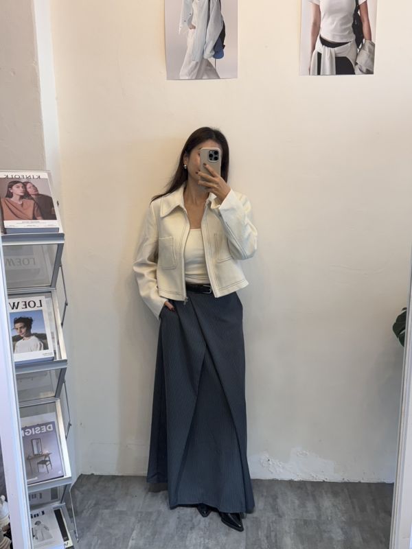附帶條紋西裝長裙 