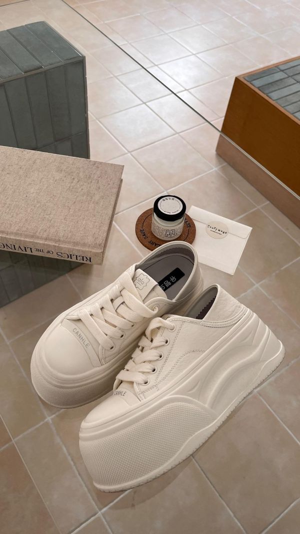 厚底增高真皮鞋 