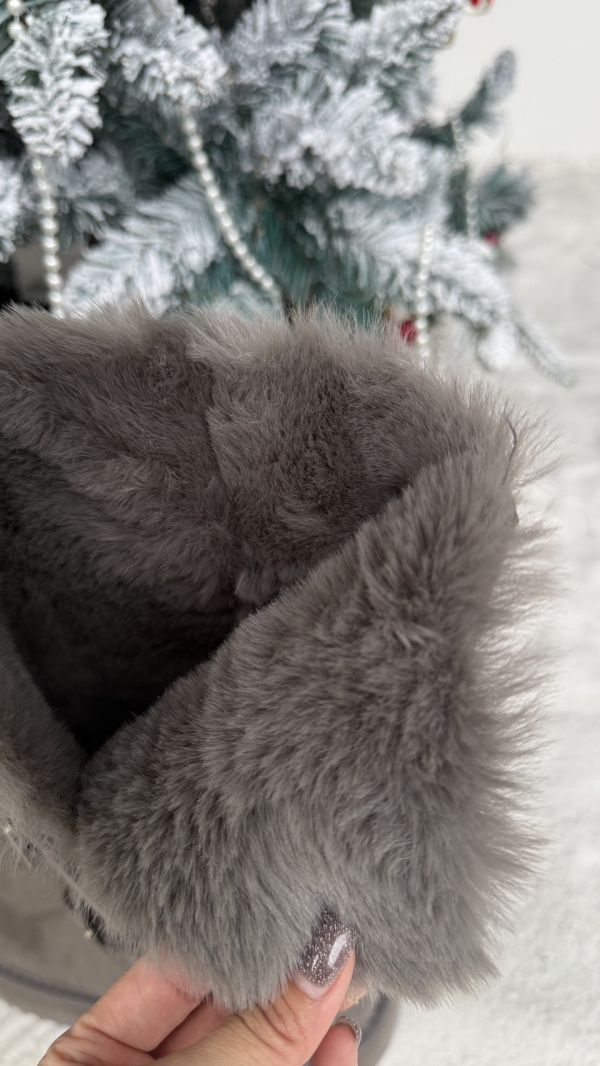 水貂毛可翻折雪靴 