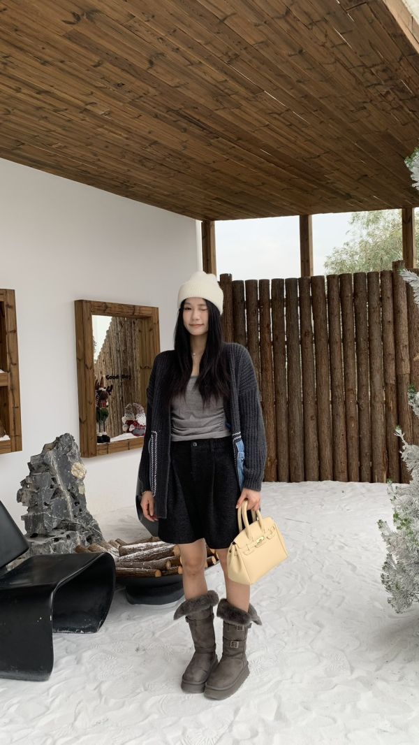 牛仔大口袋針織外套 