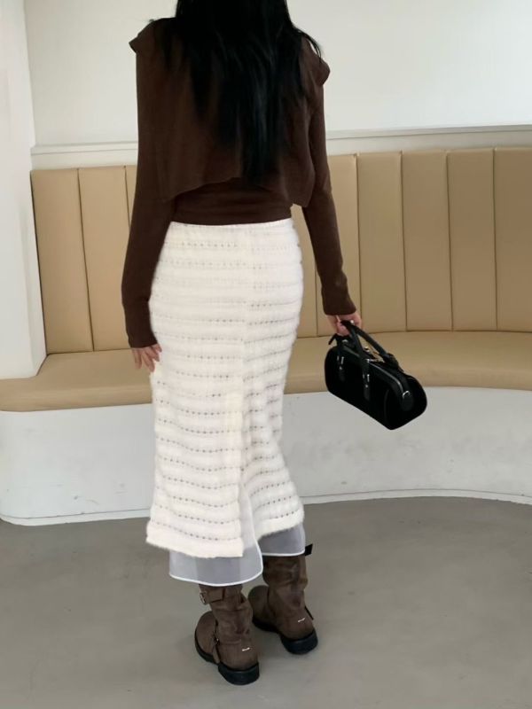 H010.拼接紗長裙 