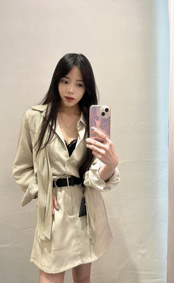 附披肩套裝（杏色） 