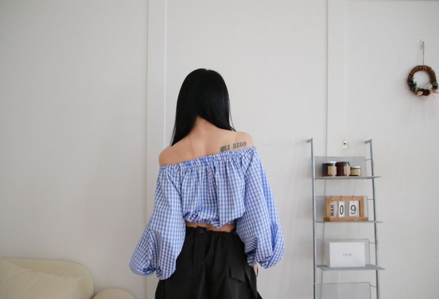S9.平口格子上衣 