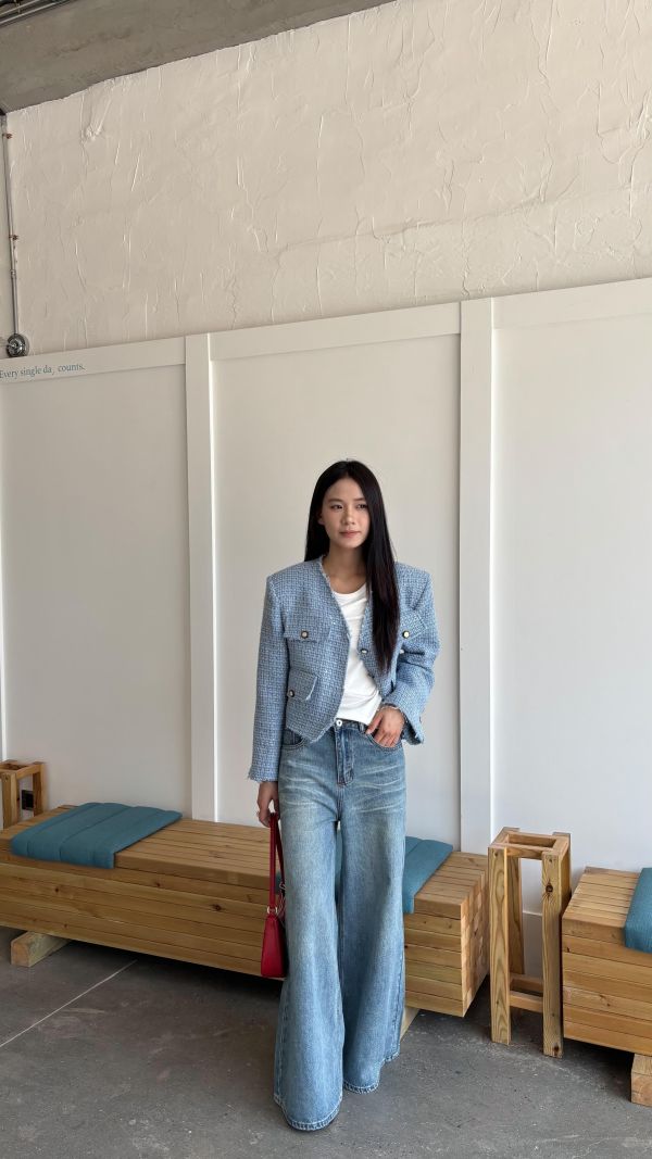 小香質感毛鬚外套（藍色） 