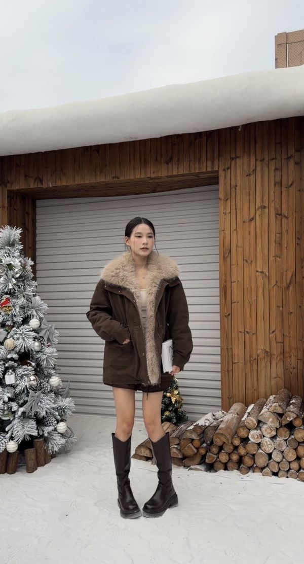 羽絨軍外套（咖色） 