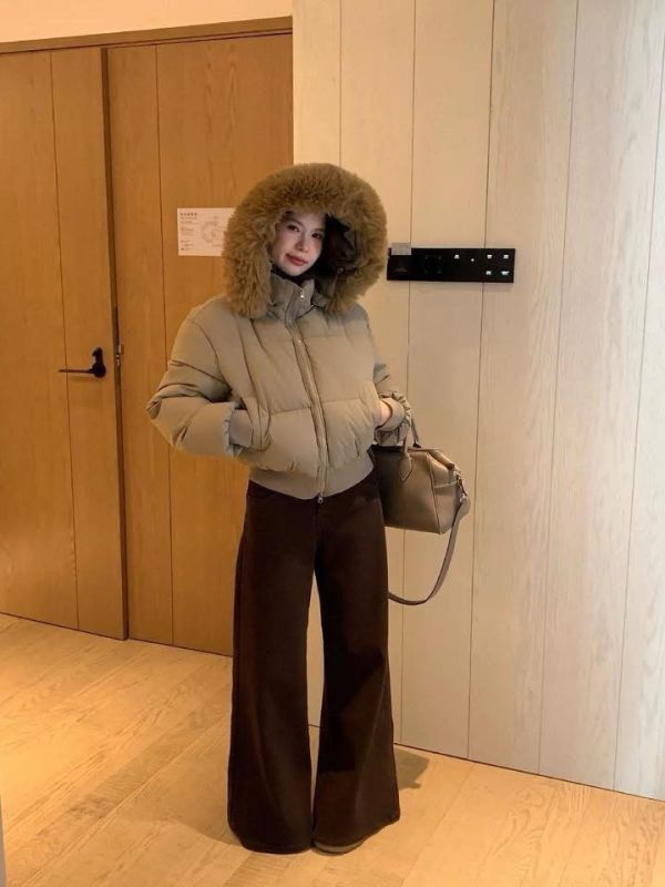 大毛領鋪棉外套 