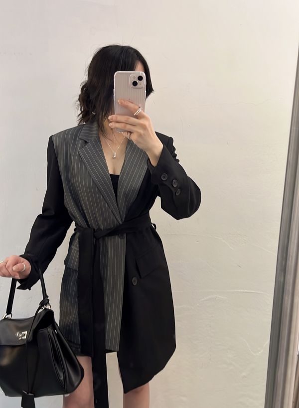 線條拼接西裝外套 