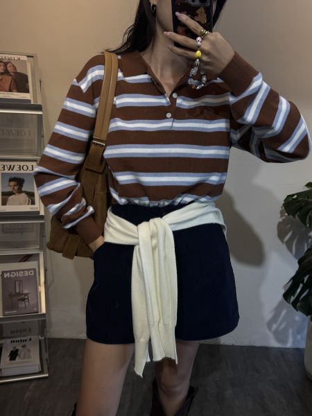 V012.Polo領線條衣 