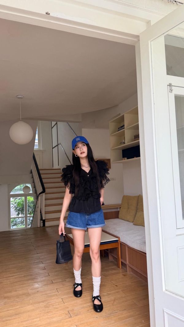小羊皮交叉瑪莉珍鞋 