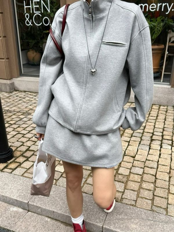 秋冬立領配短褲裙套裝 
